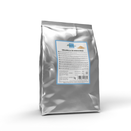 Silver 1kg bag of Martoni Granella di Nocciole (chopped hazelnuts) with a blue and white product label.
