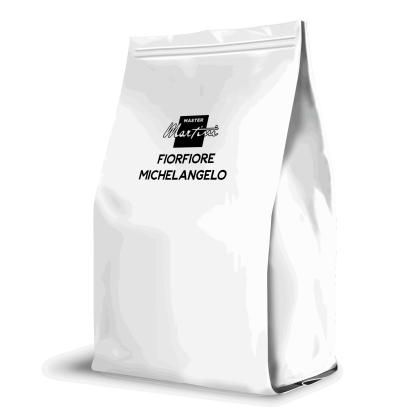 White stand-up pouch bag labeled "Master Martini Fiorfiore Michelangelo" with a black logo, set against a plain backg...