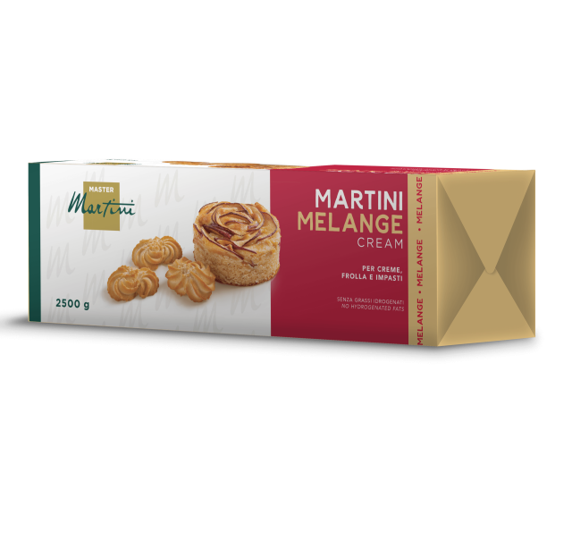 Box of Master Martini Melange Cream, 2500g, featuring baked pastries and shortcrust cookies on the packaging.