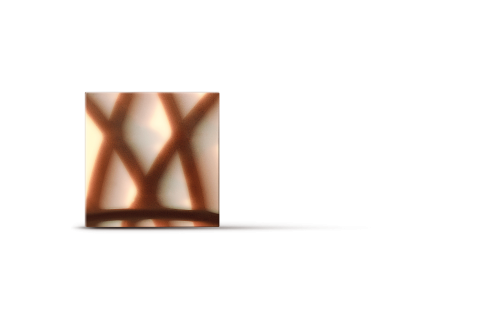 Square tile with a blurred brown crisscross pattern resembling crossed lines on a cream background, floating on white.