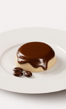 Coffee Panna Cotta with Dripping Chocolate Sauce
